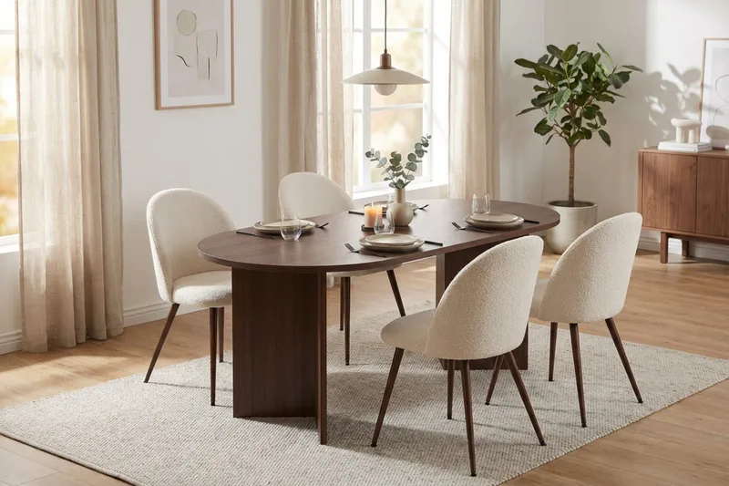 Dano Matbord 180 cm med 4 Nibe Plus Matstolar - Vit/Brun - Products - Möbler - Bord & matgrupp - Matgrupp
