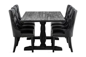 Dijon Matgrupp 200 cm inkl 6 Bergviken Stolar Konstläder - Brun - Products - Möbler - Bord & matgrupp - Matgrupp