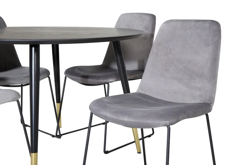 Dipp Matgrupp 115 cm Rund med 4 Muce stolar - Svart/Guld - Products - Möbler - Bord & matgrupp - Matgrupp