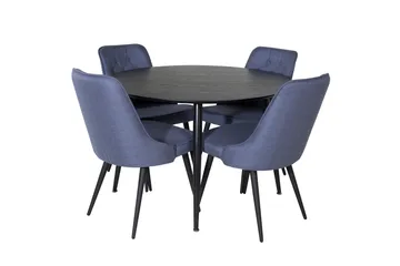 Dipp Matgrupp 115 cm Rund med 4 Velvet Deluxe stolar - Svart - Products - Möbler - Bord & matgrupp - Matgrupp