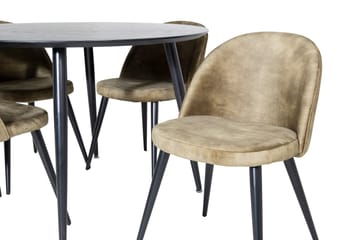 Dipp Matgrupp 115 cm Rund med 4 Velvet stolar - Svart - Products - Möbler - Bord & matgrupp - Matgrupp