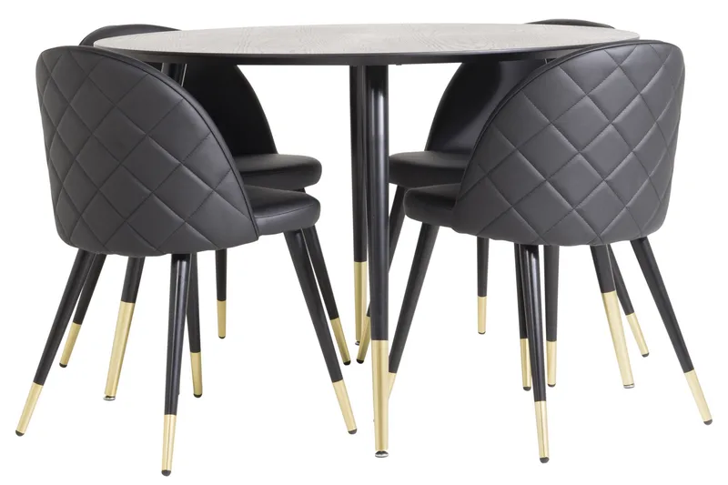 Dipp Matgrupp 115 cm Rund med 4 Velvet stolar