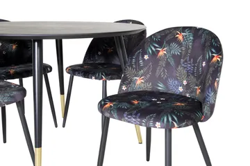 Dipp Matgrupp 115 cm Rund med 4 Velvet stolar - Svart/Guld - Products - Möbler - Bord & matgrupp - Matgrupp