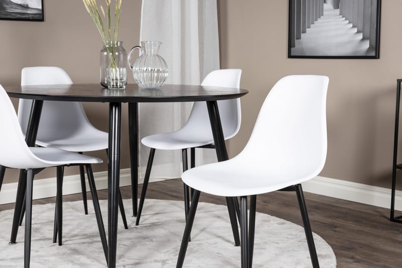 Dipp Matgrupp 115 cm Rund med 4 Polar stolar - Svart - Products - Möbler - Bord & matgrupp - Matgrupp