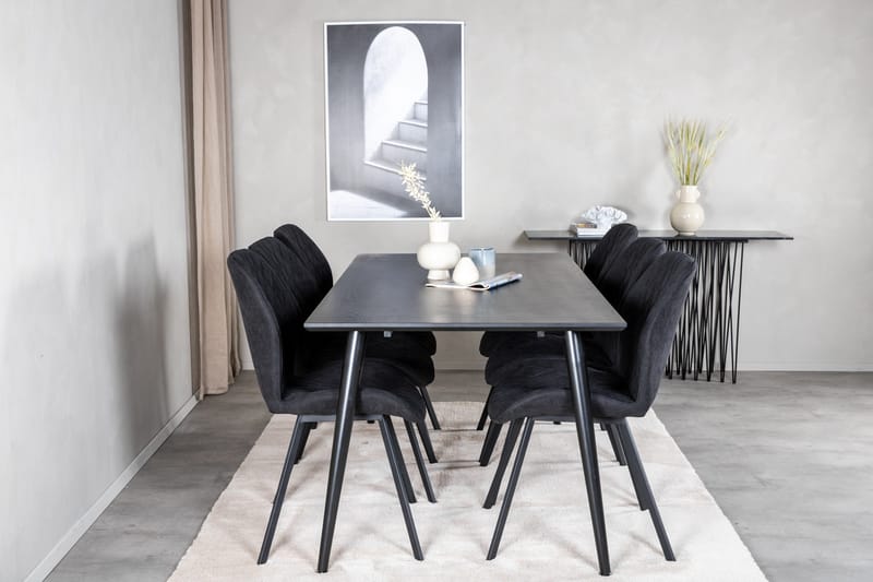 Dipp Matgrupp 180 cm Rektangulär med 6 Gemma stolar - Svart - Products - Möbler - Bord & matgrupp - Matgrupp