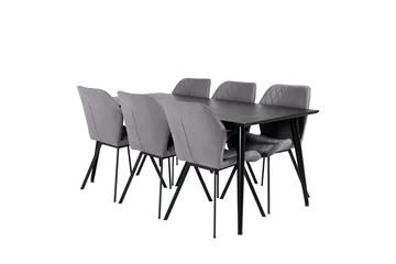 Dipp Matgrupp 180 cm Rektangulär med 6 Gemma stolar - Svart - Products - Möbler - Bord & matgrupp - Matgrupp