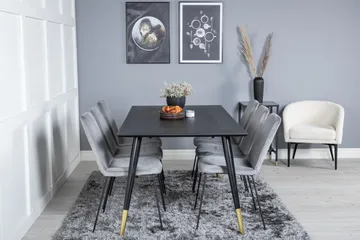 Dipp Matgrupp 180 cm Rektangulär med 6 Muce stolar - Svart/Guld - Products - Möbler - Bord & matgrupp - Matgrupp
