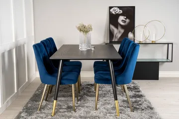 Dipp Matgrupp 180 cm Rektangulär med 6 Velvet Deluxe stolar - Svart - Products - Möbler - Bord & matgrupp - Matgrupp