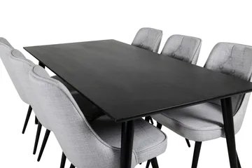 Dipp Matgrupp 180 cm Rektangulär med 6 Velvet Deluxe stolar - Svart - Products - Möbler - Bord & matgrupp - Matgrupp