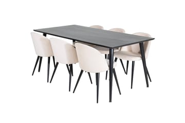 Dipp Matgrupp 180 cm Rektangulär med 6 Velvet stolar - Beige - Products - Möbler - Bord & matgrupp - Matgrupp