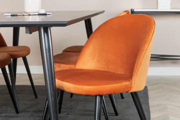 Dipp Matgrupp 180 cm Rektangulär med 6 Velvet stolar - Svart - Products - Möbler - Bord & matgrupp - Matgrupp