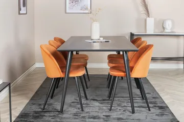 Dipp Matgrupp 180 cm Rektangulär med 6 Velvet stolar - Svart - Products - Möbler - Bord & matgrupp - Matgrupp