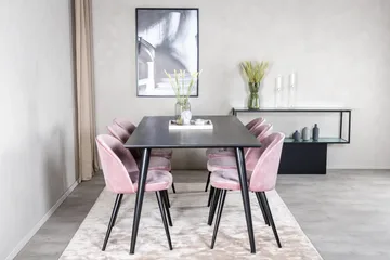 Dipp Matgrupp 180 cm Rektangulär med 6 Velvet stolar - Svart - Products - Möbler - Bord & matgrupp - Matgrupp