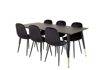 Dipp Matgrupp 180 cm Rektangulär med 6 Polar stolar - Svart/Guld - Products - Möbler - Bord & matgrupp - Matgrupp