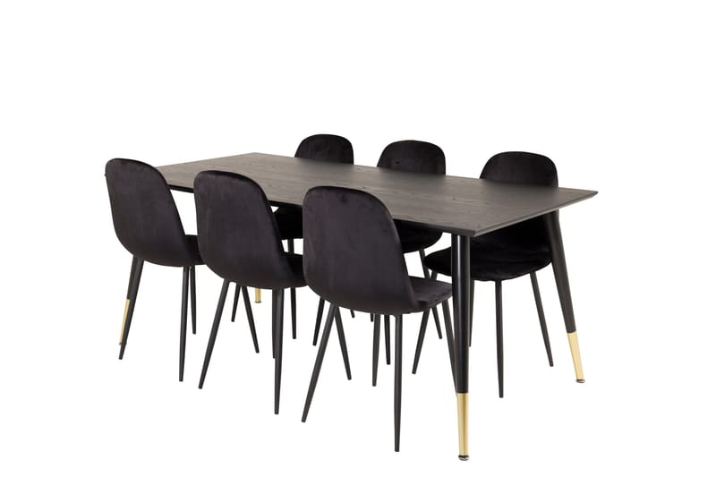 Dipp Matgrupp 180 cm Rektangulär med 6 Polar stolar - Svart/Guld - Products - Möbler - Bord & matgrupp - Matgrupp