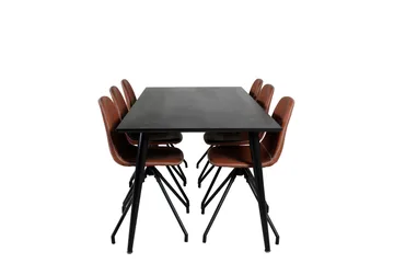 Dipp Matgrupp 180 cm Rektangulär med 6 Polar stolar - Svart - Products - Möbler - Bord & matgrupp - Matgrupp