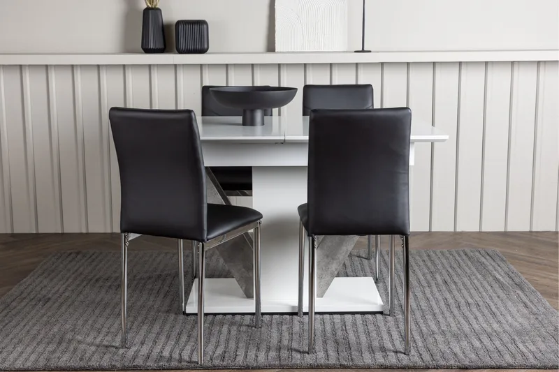 Disa Matgrupp 120 cm Rektangulär med 4 Lily stolar - Svart - Products - Möbler - Bord & matgrupp - Matgrupp