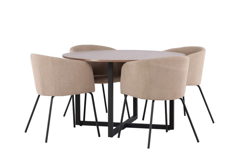 Durango Matgrupp 120 cm Rund med 4 Berit Stolar - Valnöt - Products - Möbler - Bord & matgrupp - Matgrupp