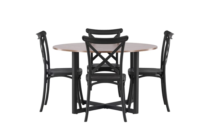 Durango Matgrupp 120 cm Rund med 4 Crosett Stolar - Valnöt - Products - Möbler - Bord & matgrupp - Matgrupp