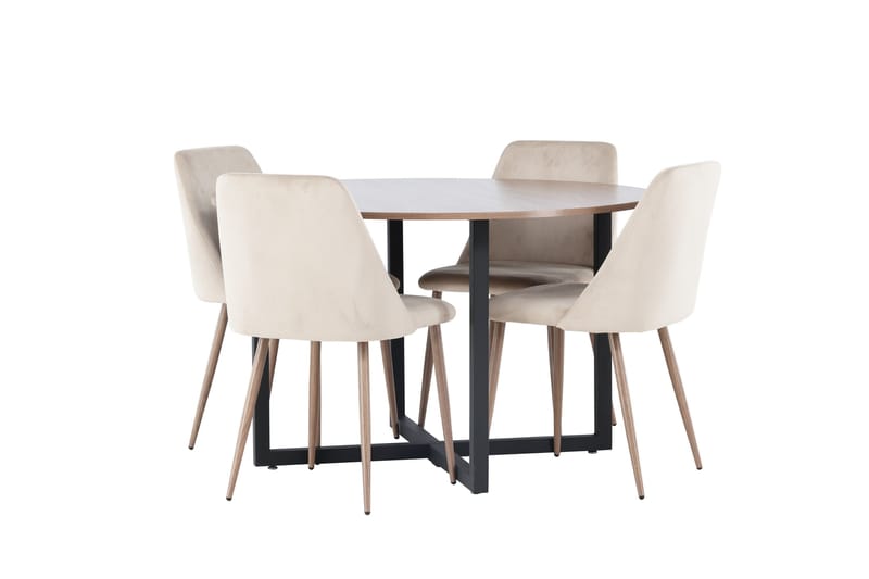 Durango Matgrupp 120 cm Rund med 4 Night Stolar - Valnöt - Products - Möbler - Bord & matgrupp - Matgrupp