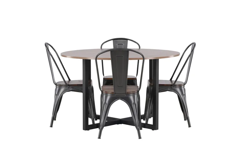 Durango Matgrupp 120 cm Rund med 4 Tempe Stolar - Valnöt - Products - Möbler - Bord & matgrupp - Matgrupp