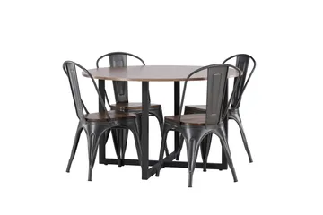 Durango Matgrupp 120 cm Rund med 4 Tempe Stolar - Valnöt - Products - Möbler - Bord & matgrupp - Matgrupp