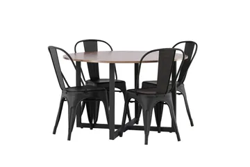 Durango Matgrupp 120 cm Rund med 4 Tempe Stolar - Valnöt - Products - Möbler - Bord & matgrupp - Matgrupp