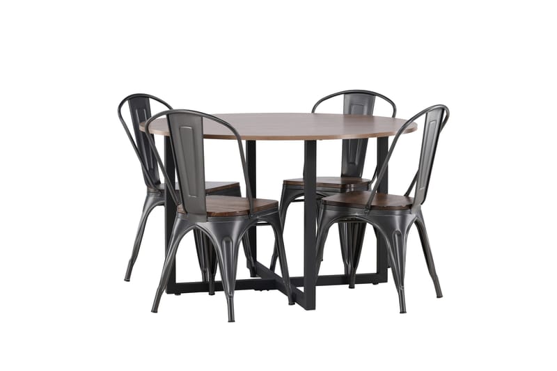 Durango Matgrupp 120 cm Rund med 4 Tempe Stolar - Valnöt - Products - Möbler - Bord & matgrupp - Matgrupp