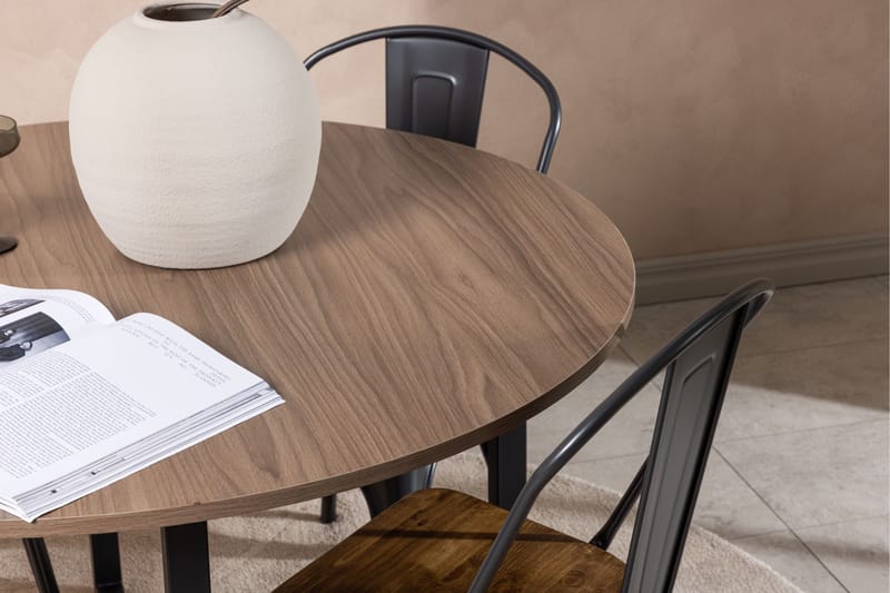 Durango Matgrupp 120 cm Rund med 4 Tempe Stolar - Valnöt - Products - Möbler - Bord & matgrupp - Matgrupp
