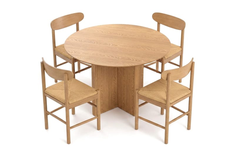 Edda Matgrupp runt 110 cm Ek med 4 Malte Matstolar - Ek - Products - Möbler - Bord & matgrupp - Matgrupp