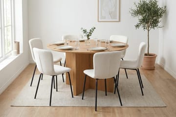 Edda Matgrupp runt 150 cm Ek med 6 Katy Matstolar - Ek - Products - Möbler - Bord & matgrupp - Matgrupp