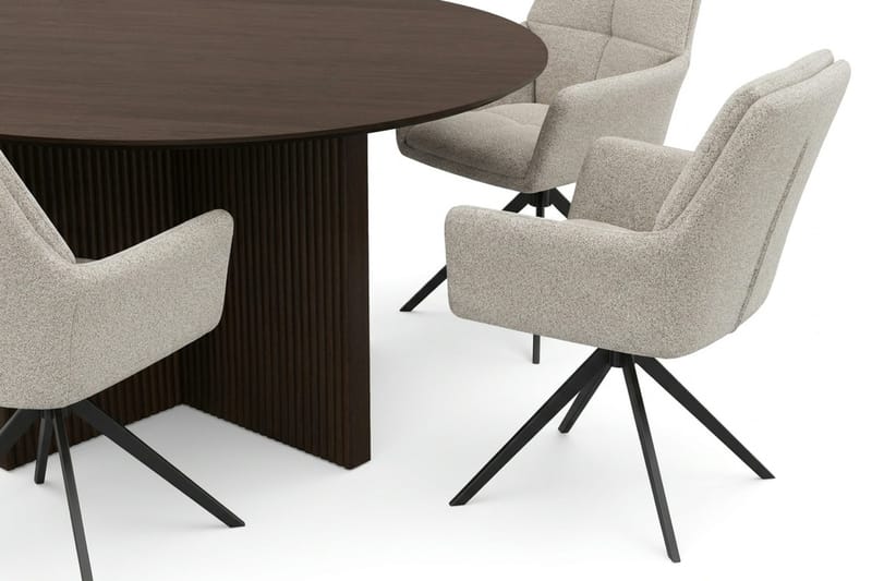 Edda Matgrupp runt 150 cm Rökt Ek med 6 Torsby Matstolar - Rökt ek - Products - Möbler - Bord & matgrupp - Matgrupp