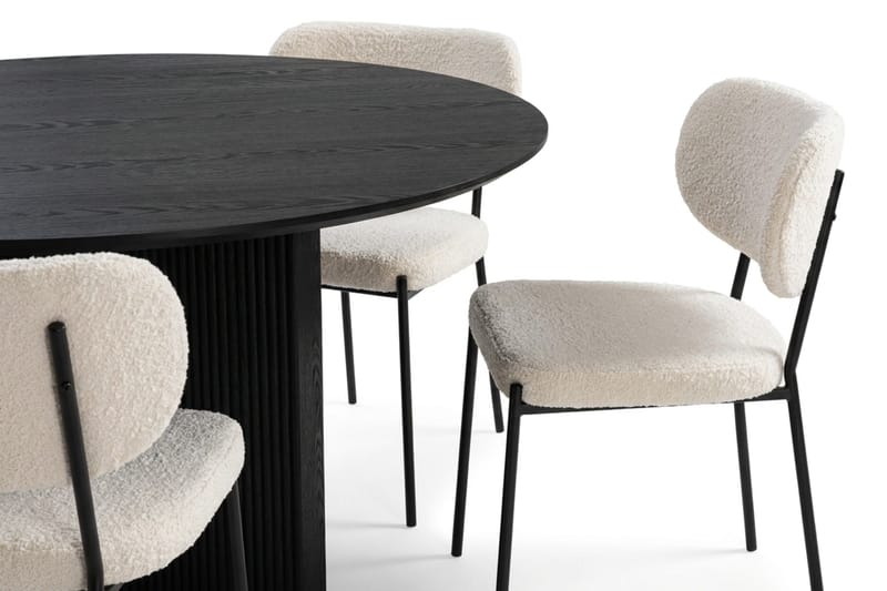 Edda Matgrupp runt 150 cm Svart med 6 Gemmiano Matstolar - Svart - Products - Möbler - Bord & matgrupp - Matgrupp