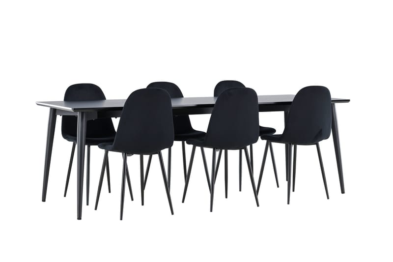Ellis Matgrupp 230 cm Rektangulär med 6 Polar stolar - Svart/Svart - Products - Möbler - Bord & matgrupp - Matgrupp