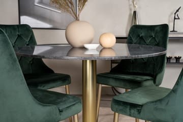 Estelle Matgrupp 106 cm Rund med 4 Velvet Deluxe stolar - Svart/Guld - Products - Möbler - Bord & matgrupp - Matgrupp