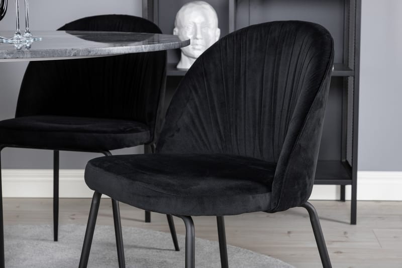 Estelle Matgrupp 106 cm Rund med 4 Wrinkles stolar - Svart - Products - Möbler - Bord & matgrupp - Matgrupp