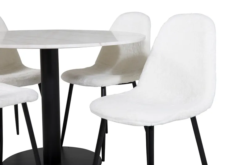 Estelle Matgrupp 106 cm Rund med 4 Polar stolar - Svart - Products - Möbler - Bord & matgrupp - Matgrupp