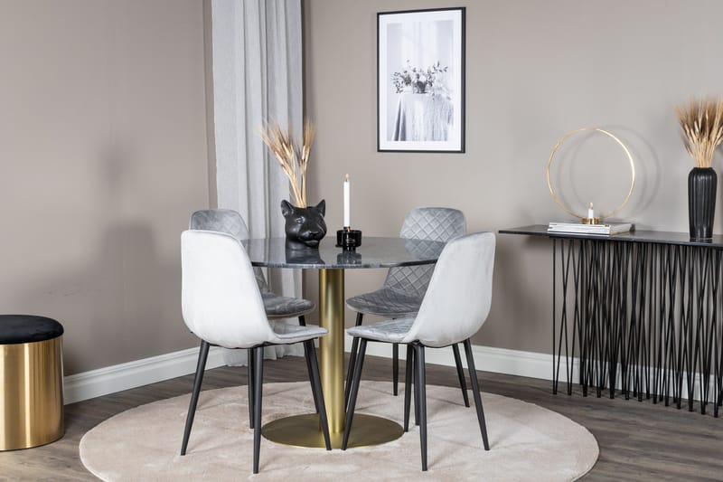 Estelle Matgrupp 106 cm Rund med 4 Polar stolar - Svart/Guld - Products - Möbler - Bord & matgrupp - Matgrupp