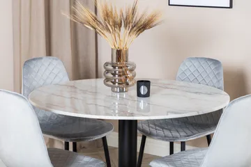 Estelle Matgrupp 106 cm Rund med 4 Polar stolar - Svart - Products - Möbler - Bord & matgrupp - Matgrupp