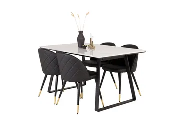 Estelle Matgrupp 140 cm Rektangulär med 4 Velvet stolar - Svart - Products - Möbler - Bord & matgrupp - Matgrupp