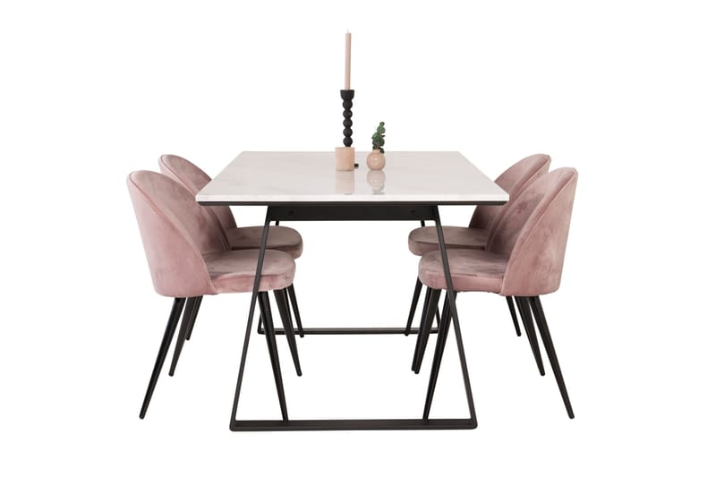 Estelle Matgrupp 140 cm Rektangulär med 4 Velvet stolar - Svart - Products - Möbler - Bord & matgrupp - Matgrupp