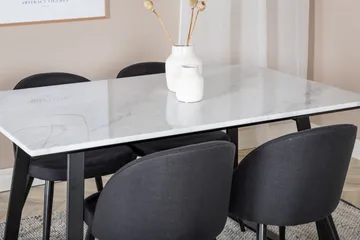 Estelle Matgrupp 140 cm Rektangulär med 4 Velvet stolar - Svart - Products - Möbler - Bord & matgrupp - Matgrupp