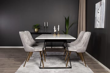 Estelle Matgrupp 140 cm Rektangulär med 4 Velvet stolar - Svart/Guld - Products - Möbler - Bord & matgrupp - Matgrupp