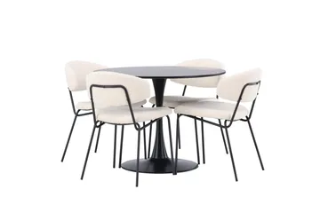 Glade Matgrupp 100 cm Rund med 4 Chico Stolar - Svart - Products - Möbler - Bord & matgrupp - Matgrupp