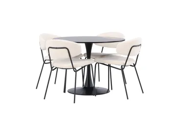 Glade Matgrupp 100 cm Rund med 4 Chico Stolar - Svart - Products - Möbler - Bord & matgrupp - Matgrupp