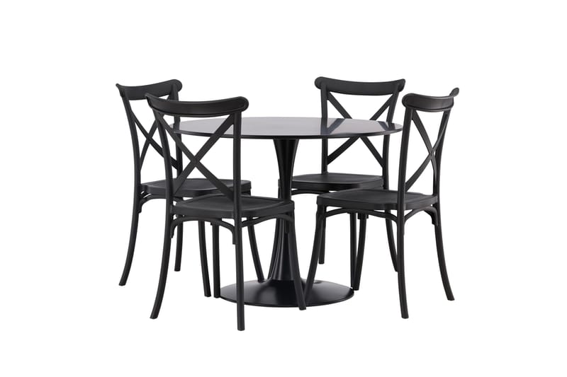 Glade Matgrupp 100 cm Rund med 4 Crosett stolar - Svart - Products - Möbler - Bord & matgrupp - Matgrupp