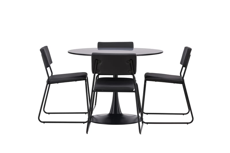 Glade Matgrupp 100 cm Rund med 4 Kenth Stolar - Svart - Products - Möbler - Bord & matgrupp - Matgrupp