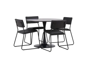 Glade Matgrupp 100 cm Rund med 4 Kenth Stolar - Svart - Products - Möbler - Bord & matgrupp - Matgrupp
