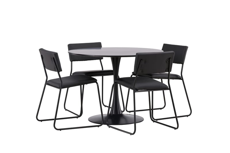 Glade Matgrupp 100 cm Rund med 4 Kenth Stolar - Svart - Products - Möbler - Bord & matgrupp - Matgrupp