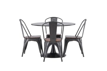 Glade Matgrupp 100 cm Rund med 4 Tempe stolar - Mörkgrå - Products - Möbler - Bord & matgrupp - Matgrupp